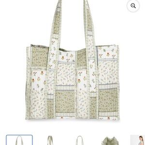 NWT LAST ONE No Boundaries VIRAL Green Patchwork Tote & Cosmetic Pouch Scrunchie